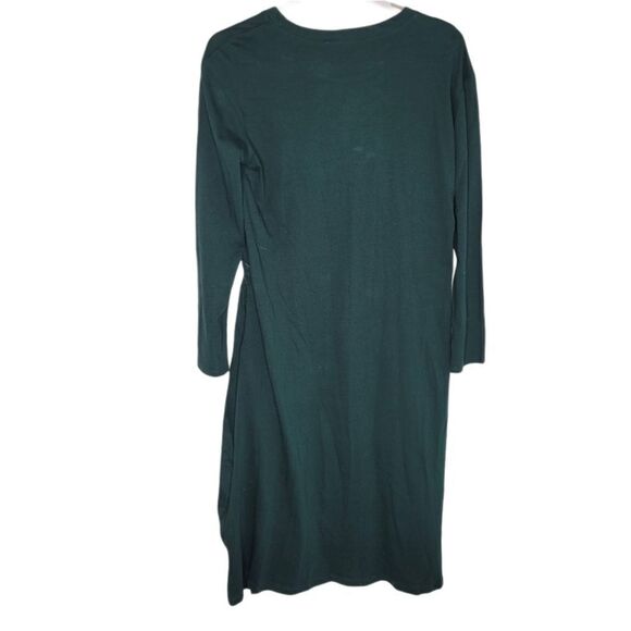 ZARA dress long sleeve forest green mixed media ruffle midi S - Picture 3 of 11